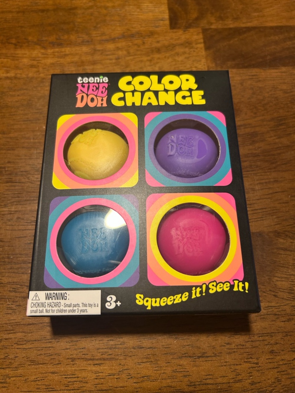 Needoh Teenie Color Change Squeeze Balls - Yellow, Purple, Blue, Pink